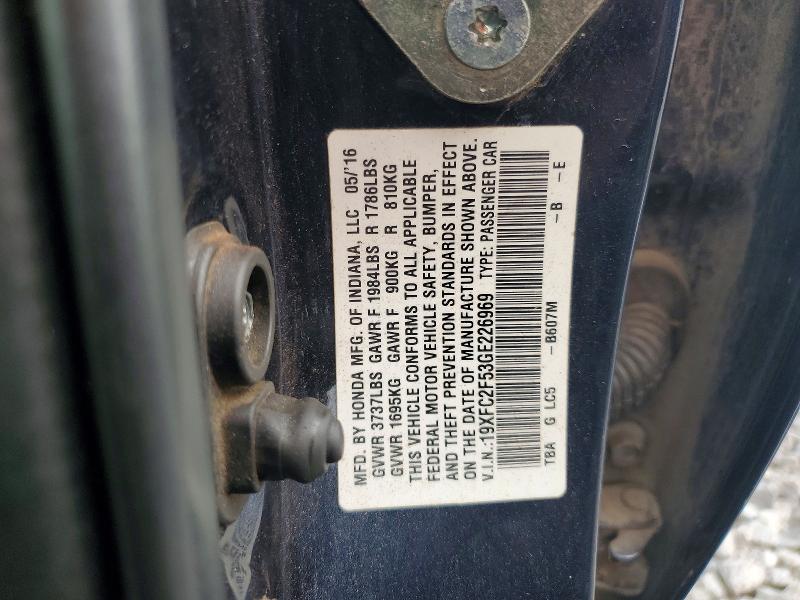 Продажа на аукционе авто 2016 Honda Civic, vin: 19XFC2F53GE226969, номер лота: 69825006