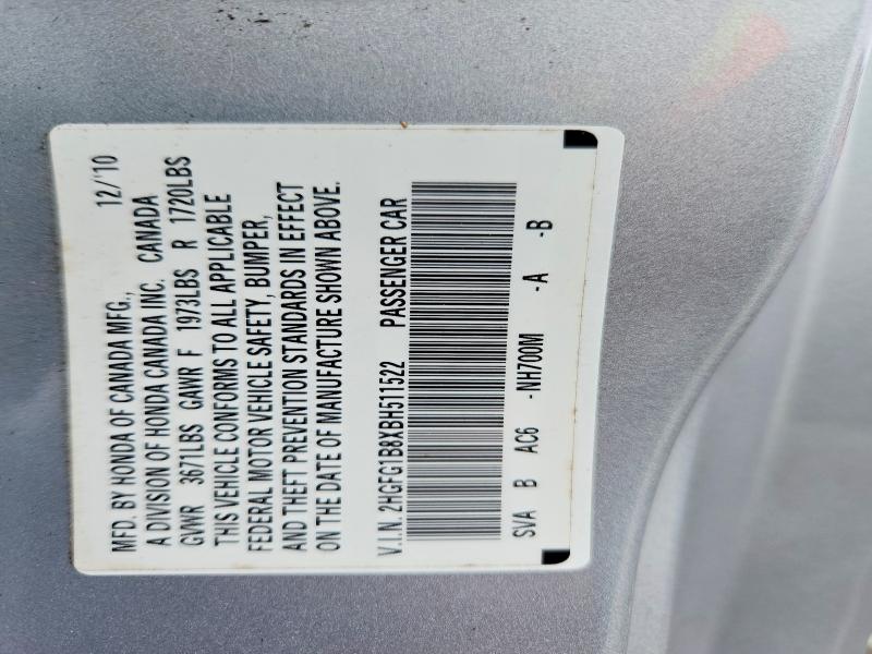 Продажа на аукционе авто 2011 Honda Civic, vin: 2HGFG1B8XBH511522, номер лота: 67424156