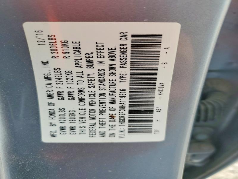 Aukcja sprzedaży 2017 Honda Accord, vin: 1HGCR2F38HA119616, numer aukcji: 70551296