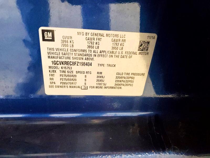 67976896 :رقم المزاد ، 1GCVKREC8FZ198404 vin ، 2015 Chevrolet Silverado مزاد بيع