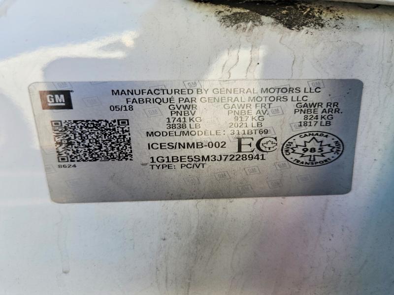 67875646 :رقم المزاد ، 1G1BE5SM3J7228941 vin ، 2018 Chevrolet Cruze مزاد بيع