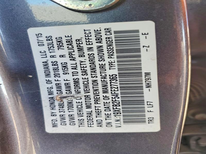 Продажа на аукционе авто 2015 Honda Civic, vin: 19XFB2F54FE277365, номер лота: 68818056