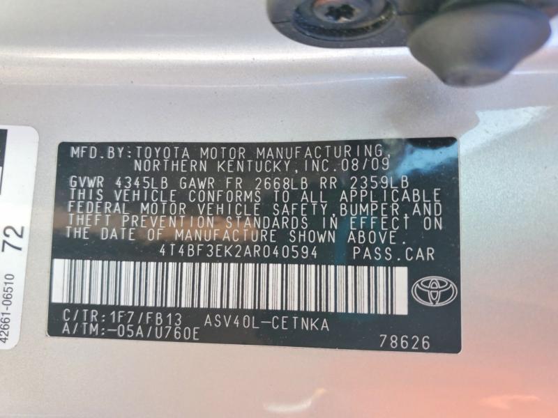 70259096 :رقم المزاد ، 4T4BF3EK2AR040594 vin ، 2010 Toyota Camry مزاد بيع