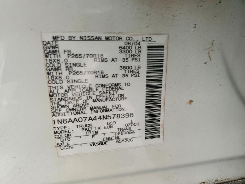 Продажа на аукционе авто 2004 Nissan Titan, vin: 1N6AA07A44N578396, номер лота: 70893066