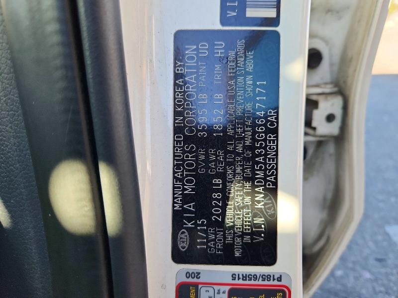 Продаж на аукціоні авто 2016 Kia Rio, vin: KNADM5A35G6647171, номер лоту: 67545426