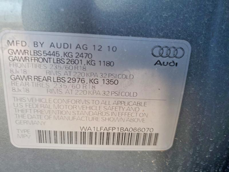 Продажа на аукционе авто 2011 Audi Q5, vin: WA1LFAFP1BA066070, номер лота: 66847096