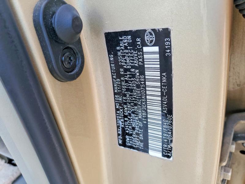 69809626 :رقم المزاد ، 4T1BF3EK6AU075486 vin ، 2010 Toyota Camry مزاد بيع