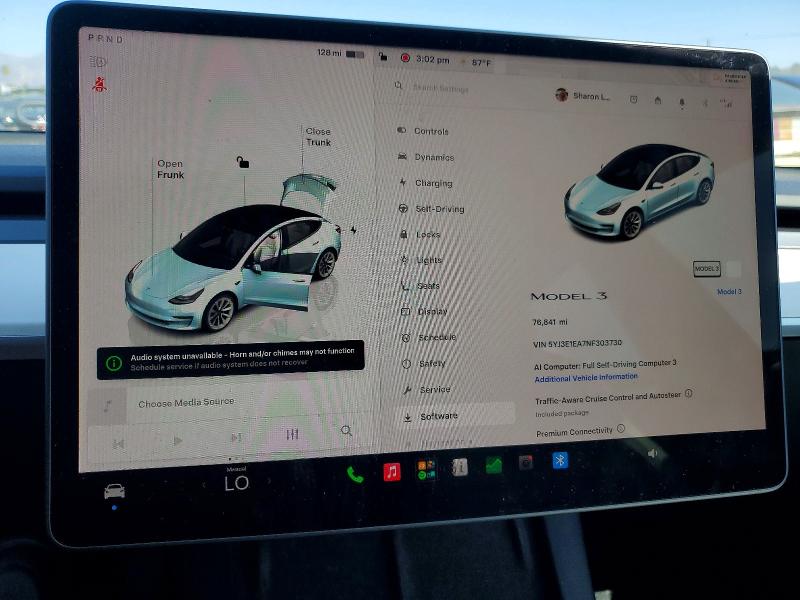 2022 Tesla Model 3 მანქანა იყიდება აუქციონზე, vin: 5YJ3E1EA7NF303730, აუქციონის ნომერი: 69634996