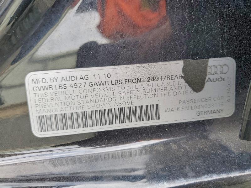 69500826 :رقم المزاد ، WAUFFAFL0BN033115 vin ، 2011 Audi A4 مزاد بيع