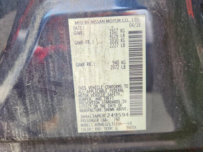 69128716 :رقم المزاد ، 1N4AL3AP6JC249594 vin ، 2018 Nissan Altima مزاد بيع