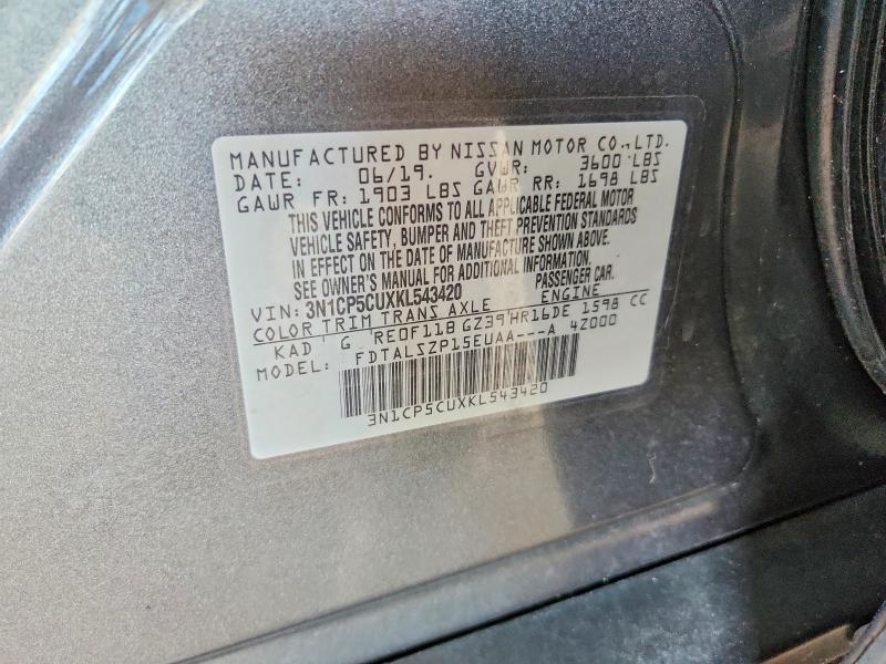 Продажа на аукционе авто 2019 Nissan Kicks, vin: 3N1CP5CUXKL543420, номер лота: 70601606