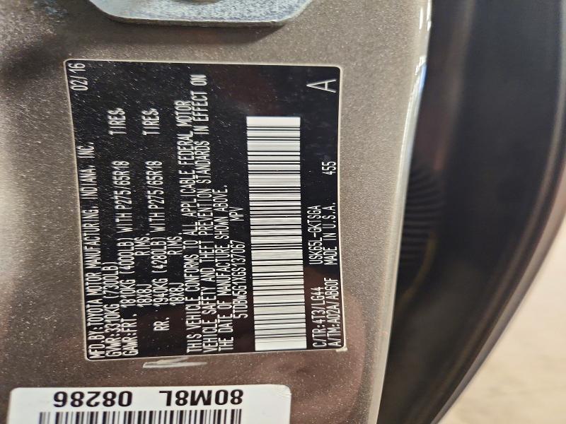 Aukcja sprzedaży 2016 Toyota Sequoia, vin: 5TDBW5G1XGS137067, numer aukcji: 70649146