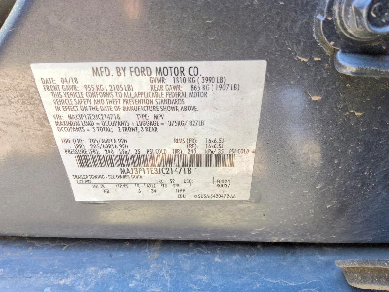 2018 Ford Ecosport მანქანა იყიდება აუქციონზე, vin: MAJ3P1TE3JC214718, აუქციონის ნომერი: 69092586