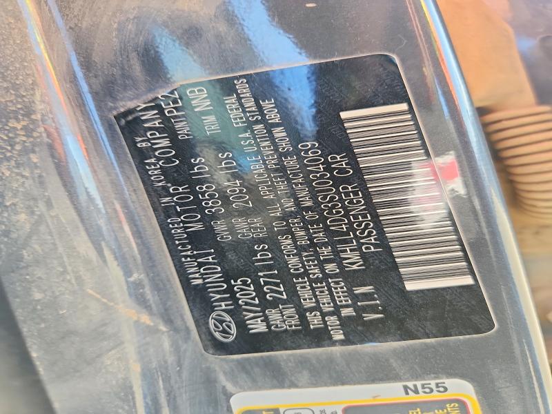 69536686 :رقم المزاد ، KMHLL4DG3SU034069 vin ، 2025 Hyundai Elantra مزاد بيع
