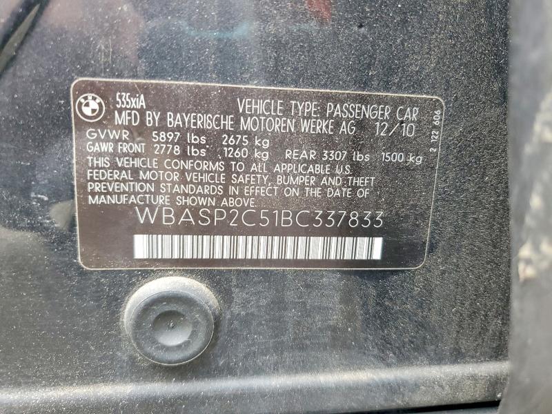 71014266 :رقم المزاد ، WBASP2C51BC337833 vin ، 2011 Bmw 535 مزاد بيع