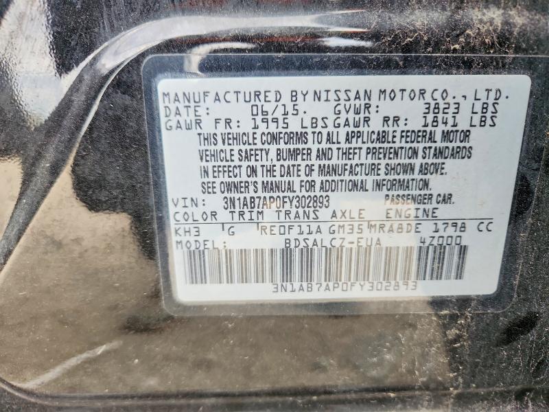 Продажа на аукционе авто 2015 Nissan Sentra, vin: 3N1AB7AP0FY302893, номер лота: 70337846