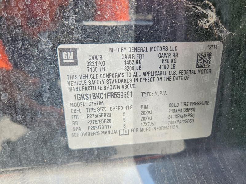 70273406 :رقم المزاد ، 1GKS1BKC1FR559591 vin ، 2015 Gmc Yukon مزاد بيع