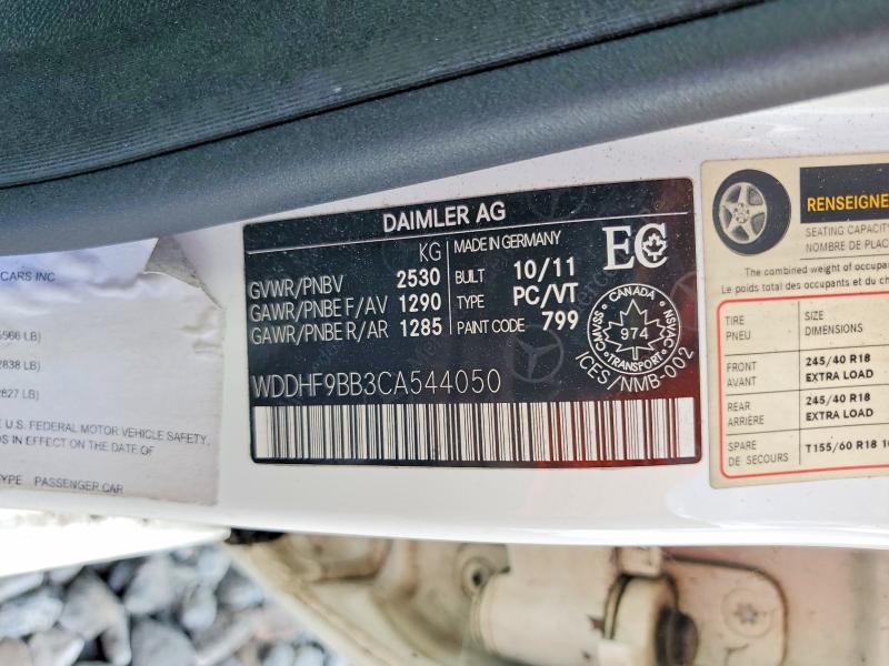 2012 Mercedes-benz E მანქანა იყიდება აუქციონზე, vin: WDDHF9BB3CA544050, აუქციონის ნომერი: 69199696