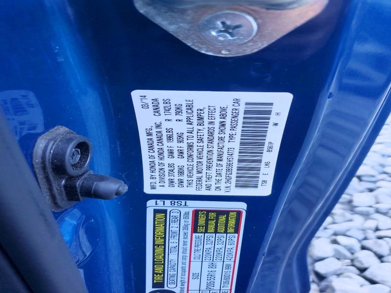 2014 Honda Civic მანქანა იყიდება აუქციონზე, vin: 2HGFG3B59EH514773, აუქციონის ნომერი: 68784506