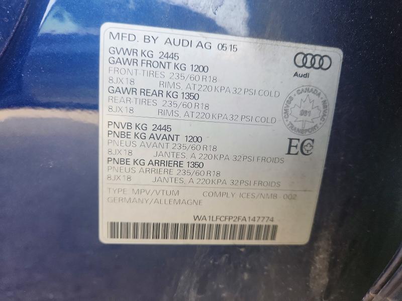 Aukcja sprzedaży 2015 Audi Q5, vin: WA1LFCFP2FA147774, numer aukcji: 67527926