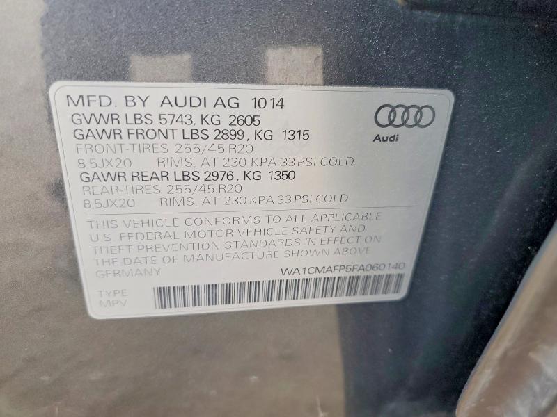 Aukcja sprzedaży 2015 Audi Q5, vin: WA1CMAFP5FA060140, numer aukcji: 70260036