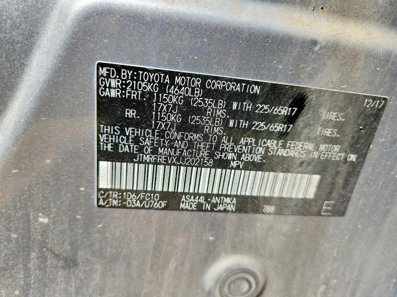 68158376 :رقم المزاد ، JTMRFREVXJJ202158 vin ، 2018 Toyota Rav4 مزاد بيع