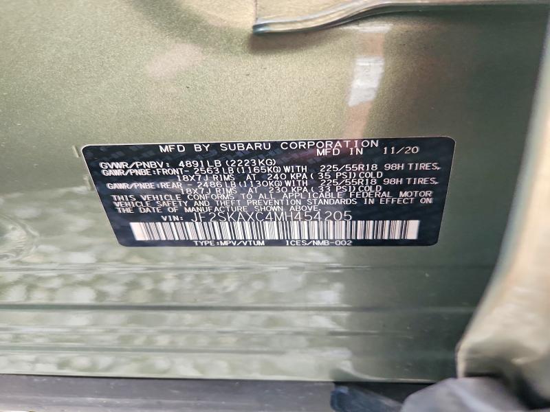 68539006 :رقم المزاد ، JF2SKAXC4MH454205 vin ، 2021 Subaru Forester مزاد بيع