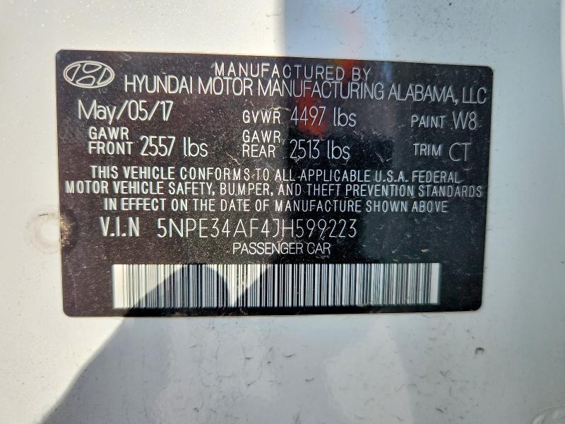 69183036 :رقم المزاد ، 5NPE34AF4JH599223 vin ، 2018 Hyundai Sonata مزاد بيع