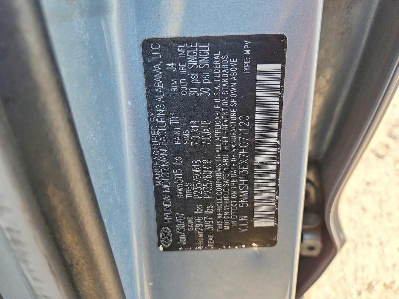 2007 Hyundai Santa Fe მანქანა იყიდება აუქციონზე, vin: 5NMSH13EX7H071120, აუქციონის ნომერი: 67496716