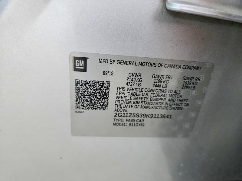 Aukcja sprzedaży 2019 Chevrolet Impala, vin: 2G11Z5S39K9113641, numer aukcji: 68092776