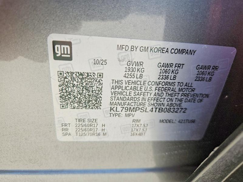 69008996 :رقم المزاد ، KL79MPSL4TB083272 vin ، 2026 Chevrolet Trailblazer مزاد بيع