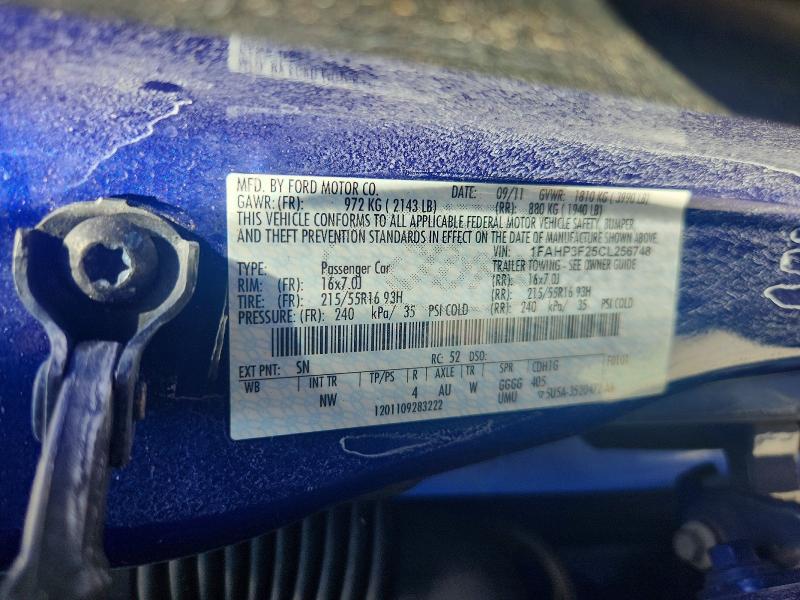Продаж на аукціоні авто 2012 Ford Focus, vin: 1FAHP3F25CL256748, номер лоту: 67698726