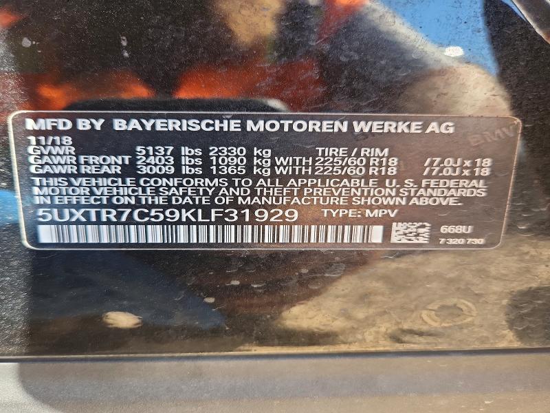 Aukcja sprzedaży 2019 Bmw X3, vin: 5UXTR7C59KLF31929, numer aukcji: 69651936