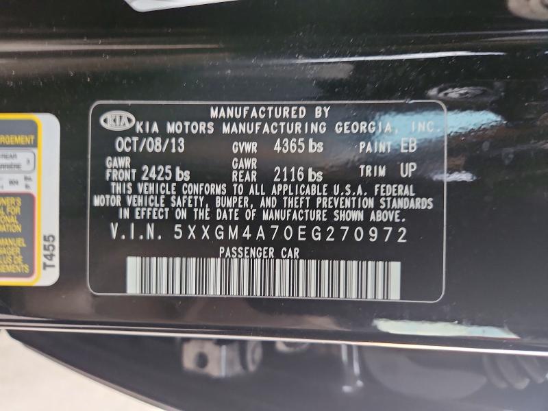 70720396 :رقم المزاد ، 5XXGM4A70EG270972 vin ، 2014 Kia Optima مزاد بيع