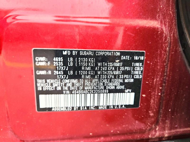 Продажа на аукционе авто 2019 Subaru Outback, vin: 4S4BSABC2K3250899, номер лота: 70732316