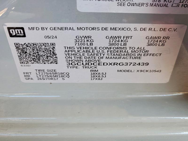 69823926 :رقم المزاد ، 3GCUDCEDXRG372439 vin ، 2024 Chevrolet Silverado مزاد بيع