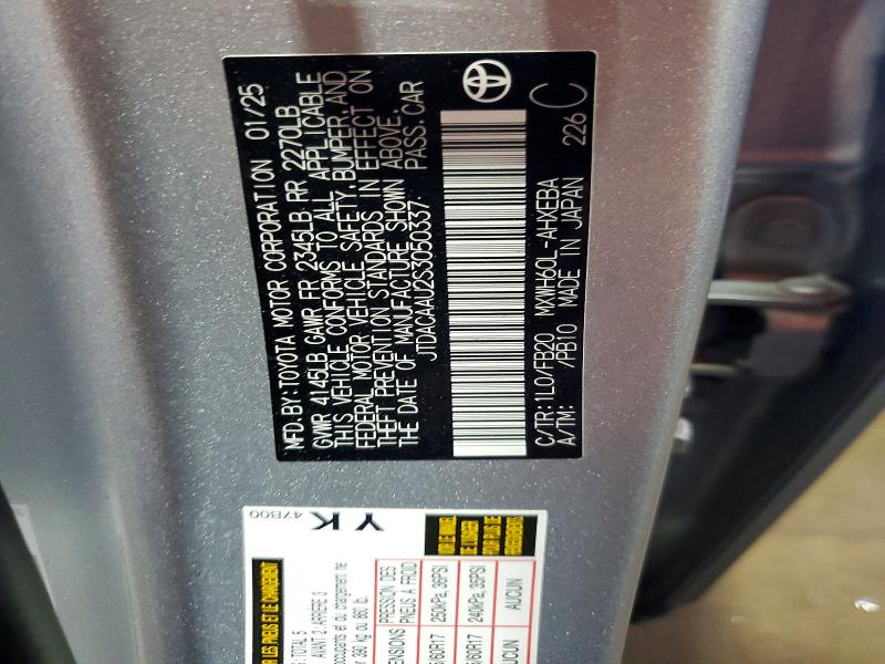 Aukcja sprzedaży 2025 Toyota Prius, vin: JTDACAAU2S3050337, numer aukcji: 67649236
