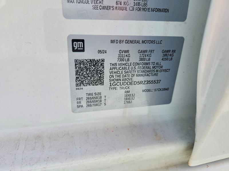 Aukcja sprzedaży 2024 Chevrolet Silverado, vin: 1GCUDDED5RZ355537, numer aukcji: 68195686