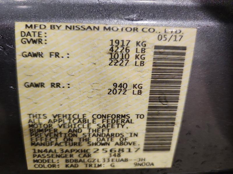 Продаж на аукціоні авто 2017 Nissan Altima, vin: 1N4AL3APXHC256817, номер лоту: 68885996