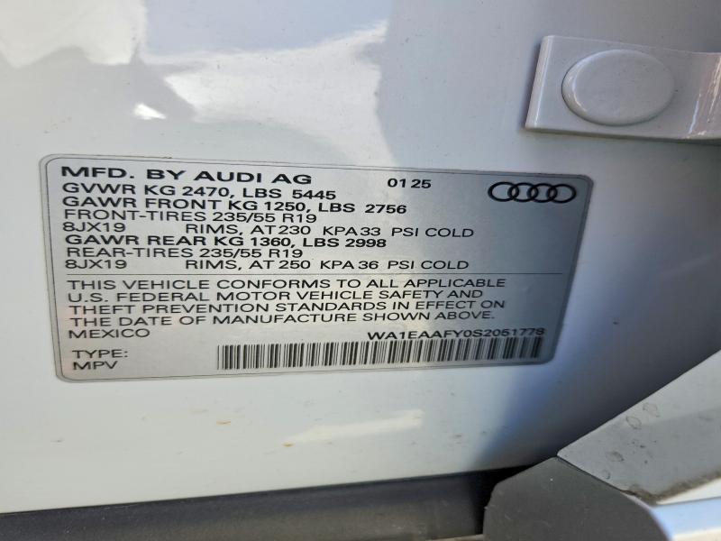 68845866 :رقم المزاد ، WA1EAAFY0S2051778 vin ، 2025 Audi Q5 مزاد بيع