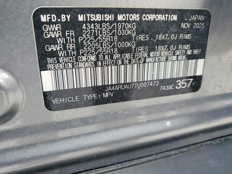 2026 Mitsubishi Outlander Sport მანქანა იყიდება აუქციონზე, vin: JA4ARUAU7TU007473, აუქციონის ნომერი: 68337956