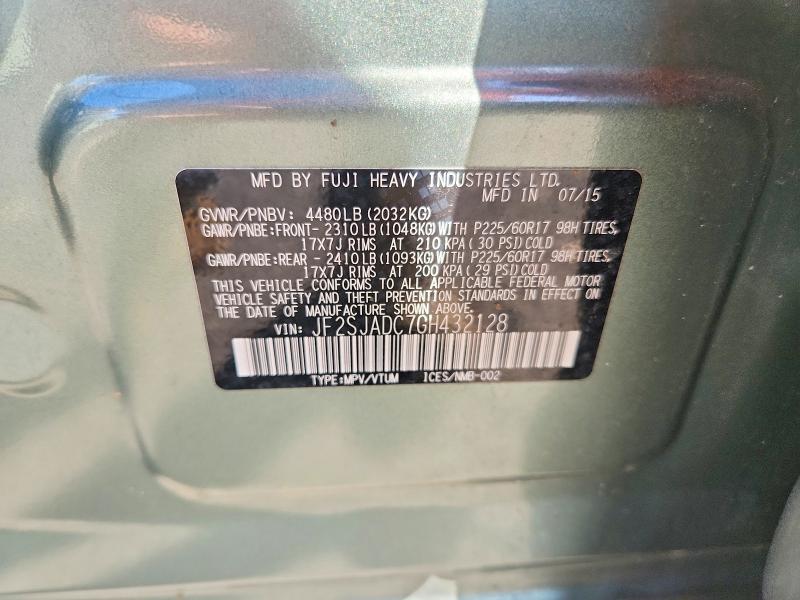 Aukcja sprzedaży 2016 Subaru Forester, vin: JF2SJADC7GH432128, numer aukcji: 68695466