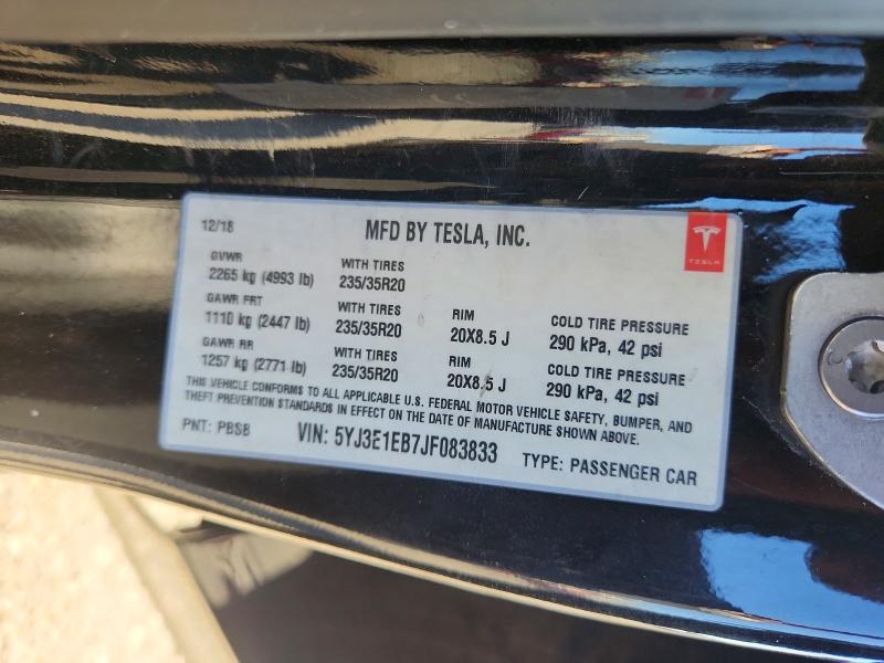 Продаж на аукціоні авто 2018 Tesla Model 3, vin: 5YJ3E1EB7JF083833, номер лоту: 69735916