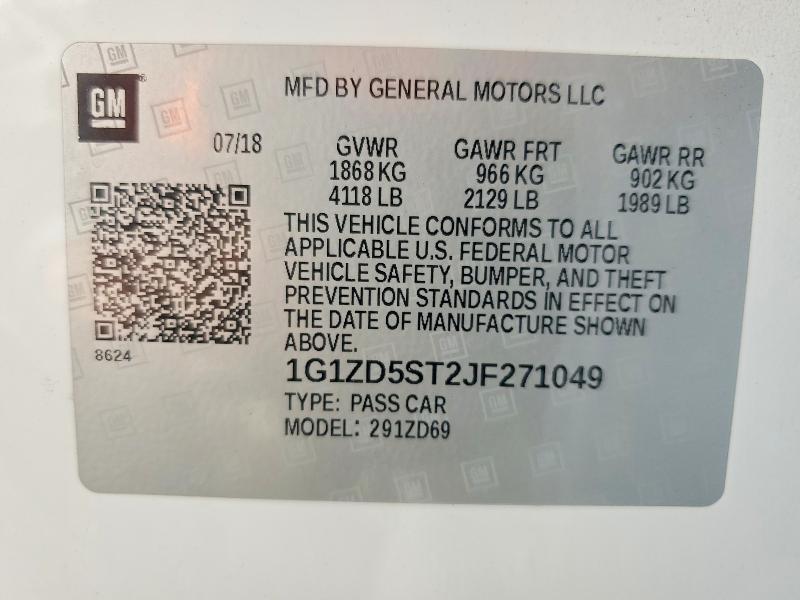 Продаж на аукціоні авто 2018 Chevrolet Malibu, vin: 1G1ZD5ST2JF271049, номер лоту: 68860626