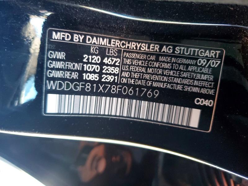 2008 Mercedes-benz C მანქანა იყიდება აუქციონზე, vin: WDDGF81X78F061769, აუქციონის ნომერი: 68096936