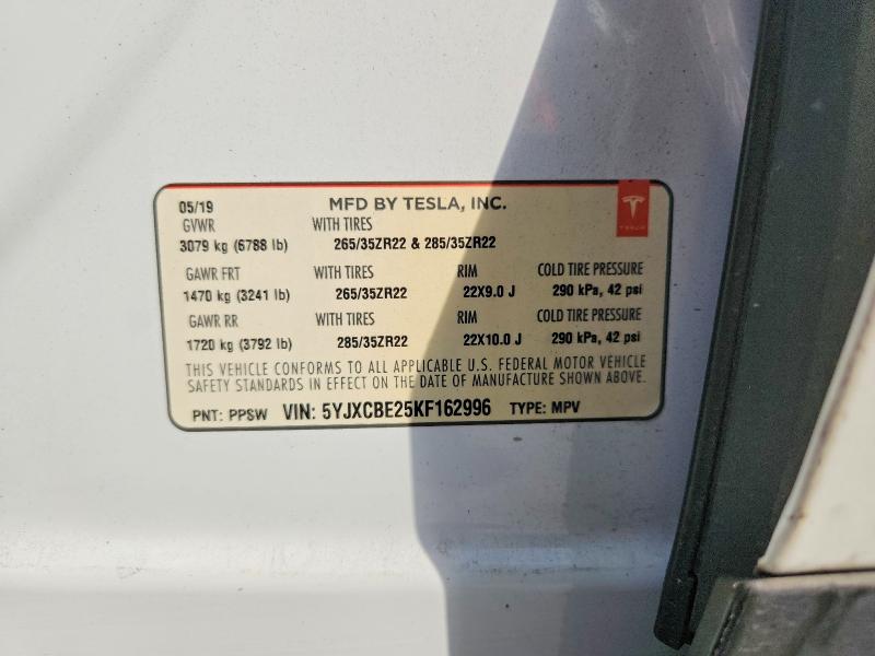 Aukcja sprzedaży 2019 Tesla Model X, vin: 5YJXCBE25KF162996, numer aukcji: 69208226