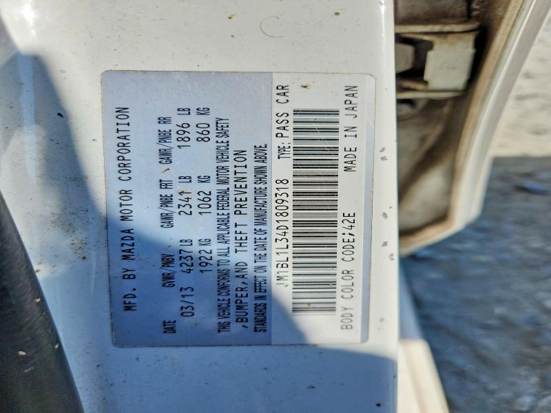59408306 :رقم المزاد ، JM1BL1L34D1809318 vin ، 2013 Mazda Speed مزاد بيع