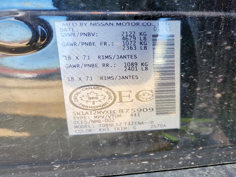 Aukcja sprzedaży 2015 Nissan Rogue, vin: 5N1AT2MVXFC875909, numer aukcji: 68331576