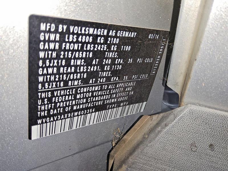 Продаж на аукціоні авто 2014 Volkswagen Tiguan, vin: WVGAV3AX9EW603354, номер лоту: 65026106