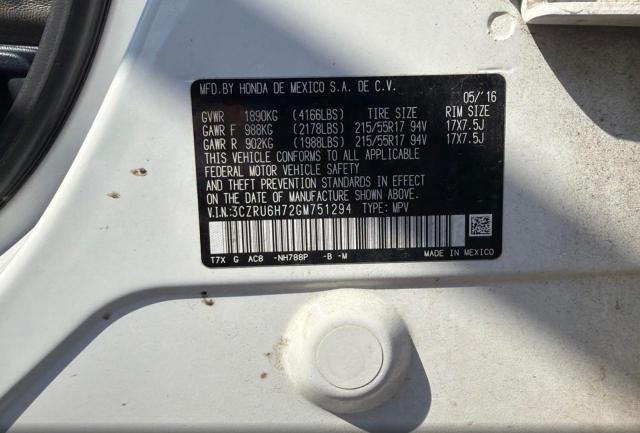 Aukcja sprzedaży 2016 Honda Hr-v, vin: 3CZRU6H72GM751294, numer aukcji: 71510956